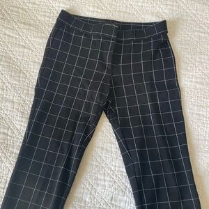 grid pattern cropped work pants